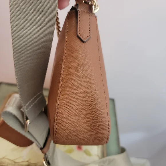 DKNY Brown Vegan Leather  Crossbody with Coin Purse with DKNY Guitar Strap - Picture 10 of 13